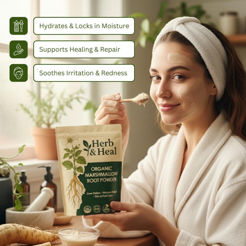 Herb & Heal Organic Marshmallow Root Powder | Althaea Officinalis Herb | Dried Marshmellow Root for Tea, Hair & Skin, DIY Remedies, Digestive & Liver Support | Non-GMO, Vegan (8 Ounce) - Image 3